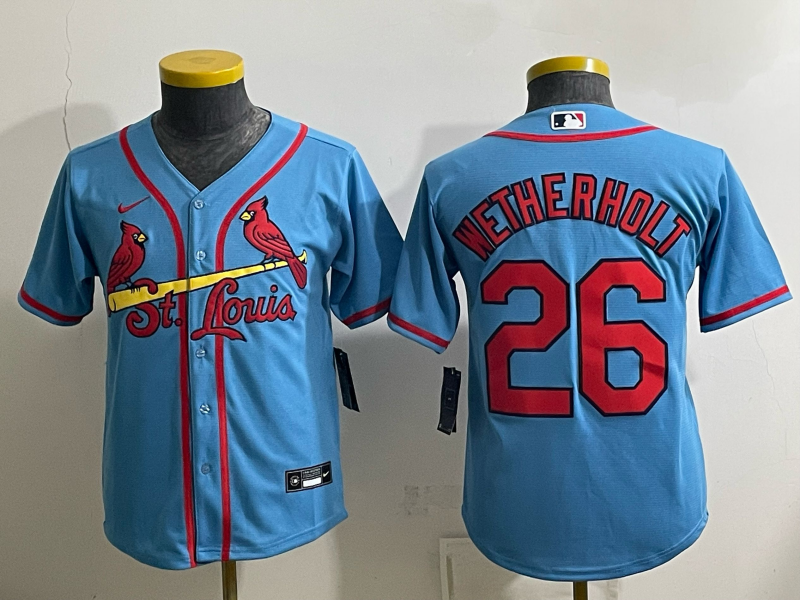 Youth 2026 St.Louis Cardinals #26 Wetherholt blue Nike MLB Jersey 0903001->youth mlb jersey->Youth Jersey